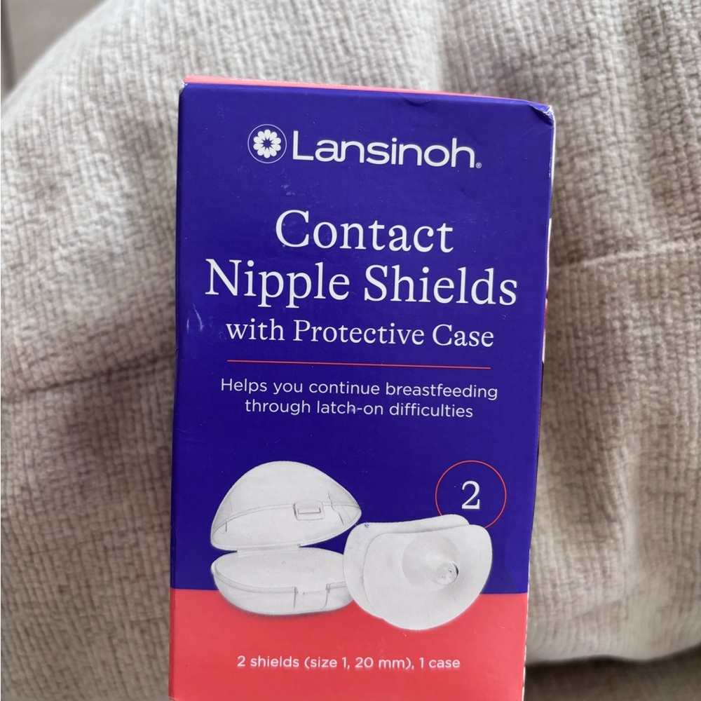 Lansinoh Nipple Shields with Case - Red and Blue